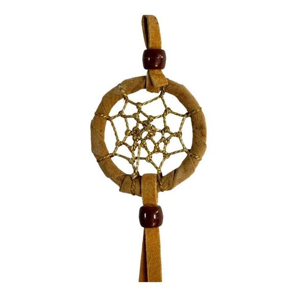 Handmade Mini Dreamcatcher Keychain Car Ornament Feathers & Beads 1.5" Miniature - Picture 2 of 6